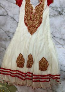New White Ethnic Long  Gown