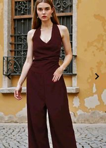 Burgundy Wide Jumpsuit size- L