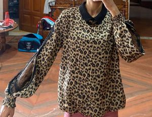 Leopard Print Sheer Sleeve Top