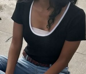 Stylish Deep U-Neck Top