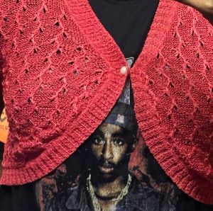 Coral Knit Cropped Cardigan
