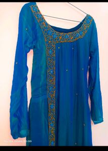 Peacock Blue Double Shade Kurta