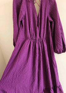 Purple textured midi dress