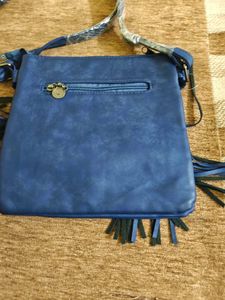 Blue Fringe Crossbody Bag