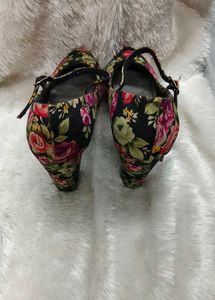 Branded Beyond Floral High Block Heels 3 Inches
