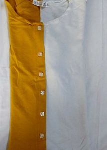 A Mustard - White Crop Top