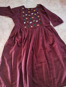 Embroidery Feeding Maroon Kurti