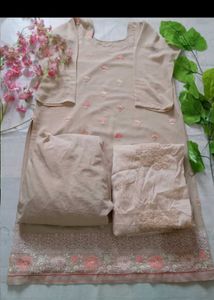 Elegant Beige Embroidered Salwar Kameez