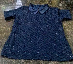 Navy Blue Embellished Top