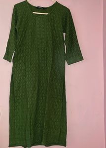 Green Embroidered chikankari Kurta