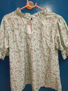 Floral Print Top with Ruffled Details