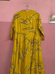 Mustard printed Anarkali Kurta