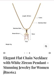 Gold Herringbone Chain with Cubic Zirconia Pendant