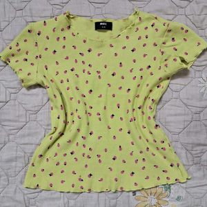 Lime Green Polka Dot Top