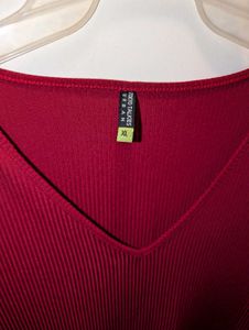 Tokyo Talkies Maroon Knee-Length Dress