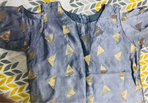 Yellow &amp; Grey Embroidered Kurti 🌻
