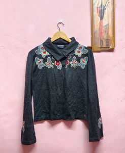 Grey Woolen Sweater/ Jacket/ Overcoat Women's