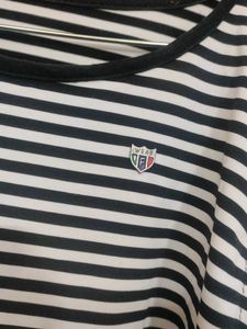 Striped black and white Cold Shoulder Top