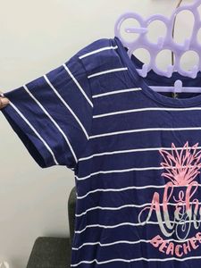 SHYLA Striped Round-Neck Nightshirt