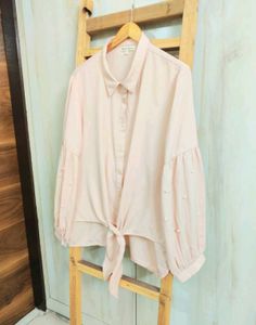 Blush Peach Pearl Sleeve Top size-46