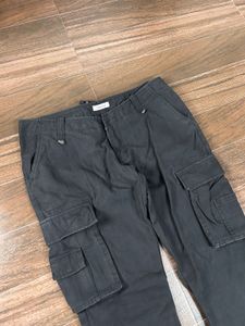 Black Cargo Pants with Zipper Detail