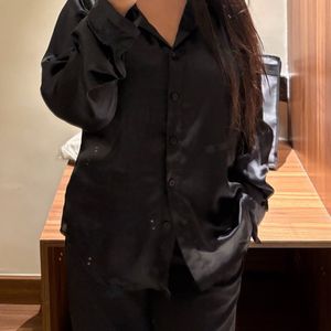 Silky Black Button-Down