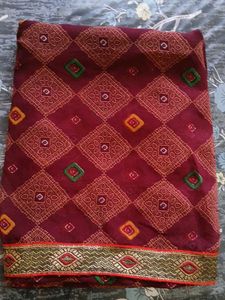 Purple Bandhani Print Saree
