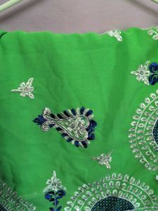 New Green Embroidered Saree