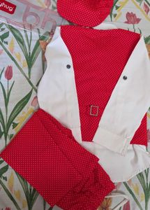 Party wear suit with bow tie and cap for boys