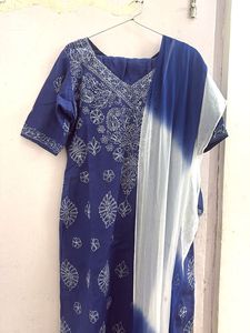 Blue Embroidered Kurta