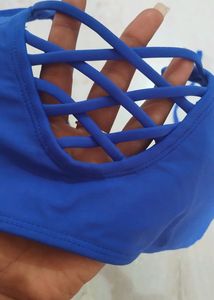 Blue Colour Swimming Bra