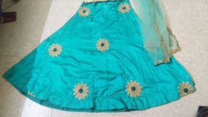 Elegant Blue Lehenga with Cream Top