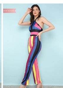 Halter stripe jumpsuit