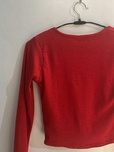 ❌️SALE❌️ Red Square Neck Fitted Top