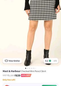 Brand New Black and White Checked Mini Skirt