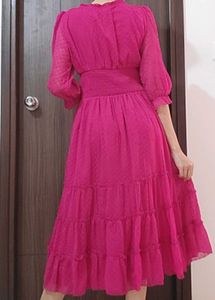 Pink Smocked Swiss Dot Top