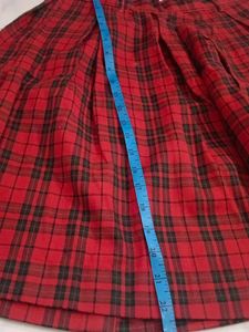 Red Plaid Pleated Skirt, uniform skirt
