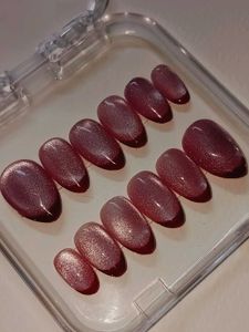 Handmade Pink cat eye Press-On Nails