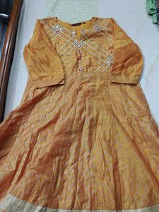 Elegant Yellow Anarkali Top- Used -XL