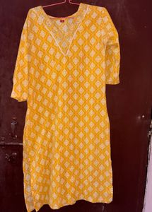 Yellow Printed Kurta