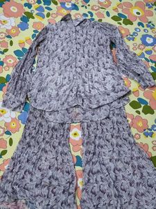 Botanical Print Button-Up With Flared Pants