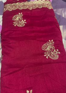 Burgundy &amp; Gold Embroidered Fabric