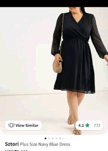 Navy Blue Wrap Dress plus size