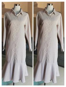 BROWN DRESS WITH RUFFLE HEM