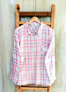 Pink Plaid Cotton Shirt Size-44-46