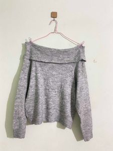 H&amp;M Gray Off-Shoulder Sweater
