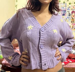 Cute Floral Lavender Cardigan