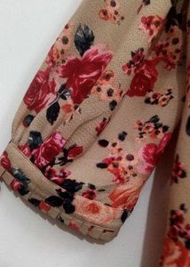 Floral Fantasy - Pink Beige With Unique Neck Line