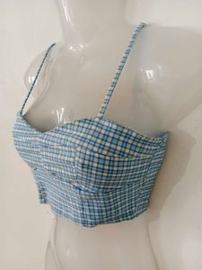 Blue Gingham Crop Top