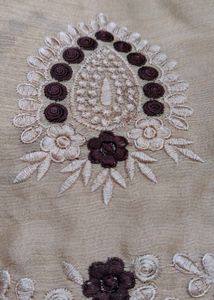 Elegant Brown &amp; Beige Embroidered Sari